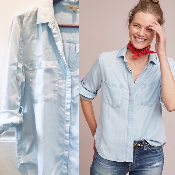 Anthropologie Tops - Anthro Cloth & Stone tencel button down blue shirt